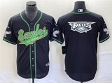 Wholesale Cheap Men's Philadelphia Eagles Black Team Big Logo Cool Base Stitched Baseball Jersey