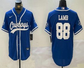 Men\'s Dallas Cowboys #88 CeeDee Lamb Light Blue Stitched Cool Base Nike Baseball Jersey