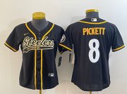 Cheap Women's Pittsburgh Steelers #8 Kenny Pickett Black With Patch Cool Base Stitched Baseball Jersey(Run Small)