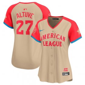 Cheap Women\'s American League #27 Jose Altuve Cream 2024 All-Star Limited Stitched Baseball Jersey(Run Small)