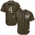 Wholesale Cheap Brewers #4 Paul Molitor Green Salute to Service Stitched Youth MLB Jersey