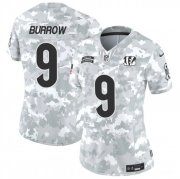 Cheap Women's Cincinnati Bengals #9 Joe Burrow 2024 F.U.S.E Arctic Camo Salute To Service Limited Stitched Football Jersey(Run Small)