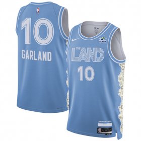 Cheap Men\'s Cleveland Cavaliers #10 Darius Garland Light Blue 2024-25 City Edition Stitched Jersey