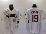 Cheap Men's San Diego Padres #19 Tony Gwynn White Team Logo Stitched Cool Base Nike Jerseys