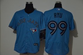 Wholesale Cheap Men\'s Toronto Blue Jays #99 Hyun-Jin Ryu Blue Stitched MLB Flex Base Nike Jersey