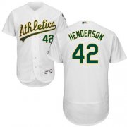 Wholesale Cheap Athletics #42 Dave Henderson White Flexbase Authentic Collection Stitched MLB Jersey