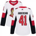 Wholesale Cheap Adidas Senators #41 Craig Anderson White Road Authentic Women's Stitched NHL Jersey