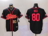 Cheap Men's San Francisco 49ers #80 Jerry Rice Black With Patch Cool Base Stitched Baseball Jerseys