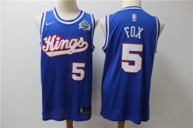 Wholesale Cheap Kings 5 De\'Aaron Fox Blue Nike Swingman Jersey