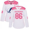 Wholesale Cheap Adidas Lightning #86 Nikita Kucherov White/Pink Authentic Fashion Women's Stitched NHL Jersey