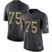 Wholesale Cheap Nike Dolphins #75 Ereck Flowers Black Men's Stitched NFL Limited 2016 Salute to Service Jersey