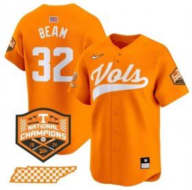 Men\'s Tennessee Volunteers #32 Drew Beam Orange 2024 Champions Vapor Limited Stitched Jersey