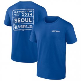 Cheap Men\'s Los Angeles Dodgers Royal 2024 World Tour Seoul Series Stamp T-Shirt