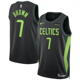 Cheap Men\'s Boston Celtics #7 Jaylen Brown Black 2024-25 City Edition Stitched Basketball Jersey