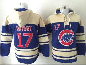 Wholesale Cheap Cubs #17 Kris Bryant Blue Sawyer Hooded Sweatshirt MLB Hoodie