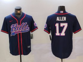 Cheap Mens Buffalo Bills #17 Josh Allen Navy Team Cool Base Stitched Baseball Jersey