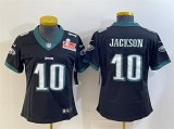 Cheap Women's Philadelphia Eagles #10 DeSean Jackson Black 2025 Super Bowl LIX Patch Vapor Untouchable Limited Football Stitched Jersey(Run Small)