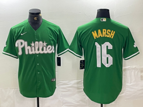 Cheap Men\'s Philadelphia Phillies #16 Brandon Marsh Green 2024 City Connect Stitched Jersey