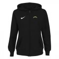 Wholesale Cheap Women's Los Angeles Chargers Stadium Rally Full Zip Hoodie Black