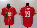 Cheap Men's San Francisco 49ers#19 Deebo Samuel Red With Patch Cool Base Stitched Baseball Jersey