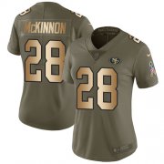 Wholesale Cheap Nike 49ers #28 Jerick McKinnon Olive/Gold Women's Stitched NFL Limited 2017 Salute to Service Jersey