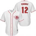 Wholesale Cheap Reds #12 Curt Casali White New Cool Base Stitched MLB Jersey