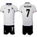 Cheap Men's England #7 Beckham 2024-25 White Home Soccer Jersey Suit