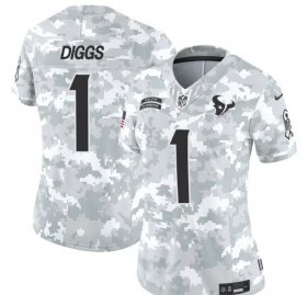 Cheap Women\'s Houston Texans #1 Stefon Diggs 2024 F.U.S.E Arctic Camo Salute To Service Limited Stitched Football Jersey(Run Small)