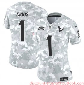 Cheap Women\'s Houston Texans #1 Stefon Diggs 2024 F.U.S.E Arctic Camo Salute To Service Limited Stitched Football Jersey(Run Small)