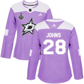 Cheap Adidas Stars #28 Stephen Johns Purple Authentic Fights Cancer Women\'s 2020 Stanley Cup Final Stitched NHL Jersey