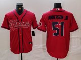 Cheap Men's Houston Texans #51 Will Anderson Jr Red With Patch Cool Base Stitched Baseball Jersey