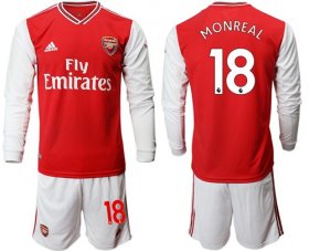 Wholesale Cheap Arsenal #18 Monreal Red Home Long Sleeves Soccer Club Jersey