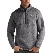 Wholesale Cheap Men's New Orleans Saints Charcoal Antigua Fortune Quarter-Zip Pullover Jacket