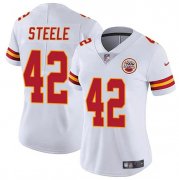 Cheap Women's Kansas City Chiefs #42 Carson Steele White Vapor Untouchable Limited Stitched Jersey(Run Small)