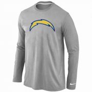 Wholesale Cheap Nike Los Angeles Chargers Logo Long Sleeve T-Shirt Grey