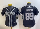 Cheap Women's Las Vegas Raiders #89 Brock Bowers Black With Patch Cool Base Stitched Baseball Jersey(Run Small)