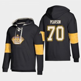 Wholesale Cheap Los Angeles Kings #70 Tanner Pearson Black adidas Lace-Up Pullover Hoodie