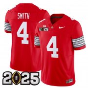 Cheap Men's Ohio State Buckeyes #4 Jeremiah Smith Red 2025 CFP Final Patch F.U.S.E. Vapor Limited Stitched Football Jersey