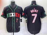 Wholesale Cheap Men's Mexico Baseball #7 Julio Urias Number 2023 Black White World Classic Stitched Jersey3