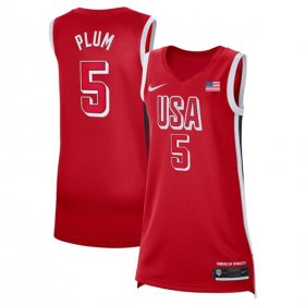 Cheap Women\'s USA Basketball #5 Kelsey Plum Red 2024 Swingman Stitched Jersey