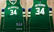 Wholesale Cheap Men's Milwaukee Bucks #34 Giannis Antetokounmpo Revolution 30 Swingman 2015 New Green Jersey