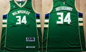 Wholesale Cheap Men\'s Milwaukee Bucks #34 Giannis Antetokounmpo Revolution 30 Swingman 2015 New Green Jersey