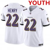 Cheap Youth Baltimore Ravens #22 Derrick Henry White 2023 F.U.S.E. Football Stitched Jersey