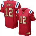 Wholesale Cheap Nike Patriots #12 Tom Brady Red Alternate Men's Stitched NFL Elite Gold Jersey