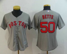 Wholesale Cheap Women\'s Boston Red Sox #50 Mookie Betts Gray Road Stitched MLB Cool Base Jersey