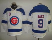 Wholesale Cheap Cubs #9 Javier Baez White Sawyer Hooded Sweatshirt MLB Hoodie