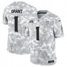 Men\'s Minnesota Vikings #1 Bud Grant 2024 F.U.S.E Arctic Camo Salute To Service Limited Stitched Football Jersey