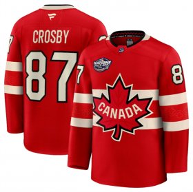 Cheap Men\'s Canada #87 Sidney Crosby Red 2025 4 Nations Face-Off Premium Stitched Jersey