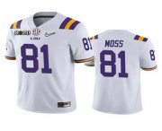 Wholesale Cheap Men's LSU Tigers #81 Thaddeus Moss White 2020 National Championship Game Jersey