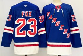 Cheap Men\'s New York Rangers #23 Adam Fox Royal 2024-25 Home With A Patch Stitched Hockey Jersey